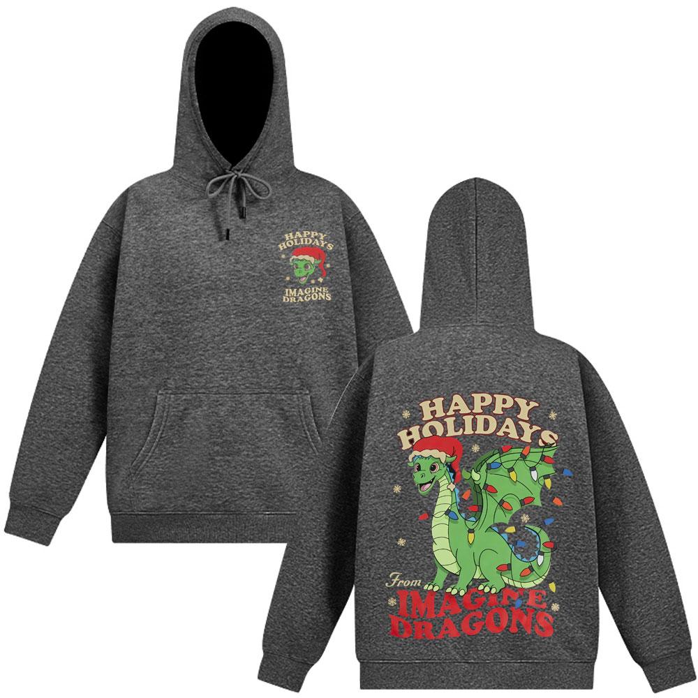 Imagine Dragons Loom World Tour 2025 Pullover Rockband Cartoon Drache Unisex Hip-Hop Loose Fleece Kapuzenpullover Streetwear