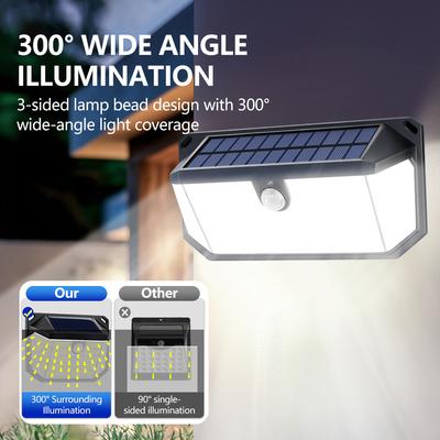 416LED Solar Security Lights Outdoor Waterproof 3 Modes Motion Sensor Waterproof Solar Wall Light  270° Angle For Fence Garden B