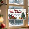 Xmas Hanging Ornaments for Doors Santa Wooden Round Wall Decor, Vintage Christmas Ornaments, Holiday Decor Home Sign Door Window Wall, Farmhouse Gift