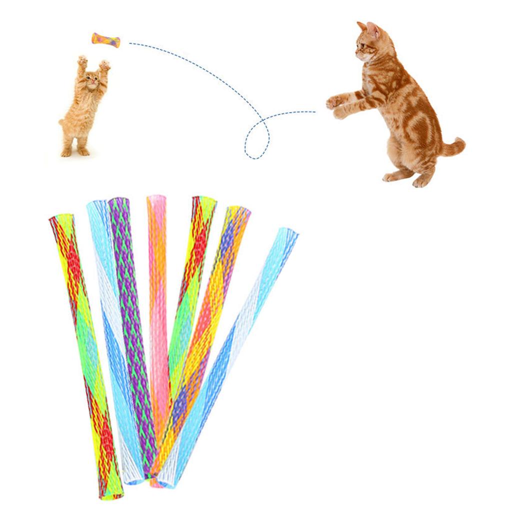25Pcs Cat Tube Woven Cat Toy Kitten Toy Interactive for Cat Teething Chewing Spring Tube for Cat To Exercise Gift