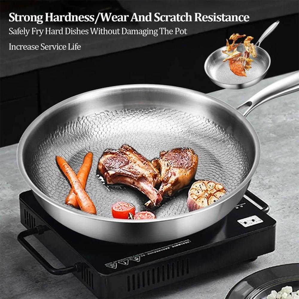 Pure Titanium Cookware Is Scratch-resistant and Non-stick, Heats Evenly and Is Suitable for Cooking and Heating Quickly.