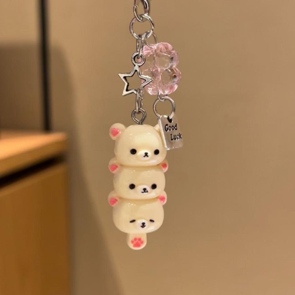 Kawaii Rilakkuma Easy Bear Keyrings Lazybear Doll Keychains Bag Clothing Puller Phone Rope Necklace Accessories Pendants Gift