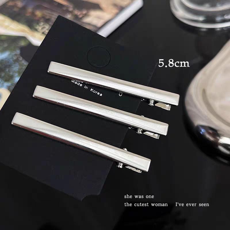 Silver Hollow Metal Hairpin for Women - Duckbill Clip for Forehead & Side Bangs
