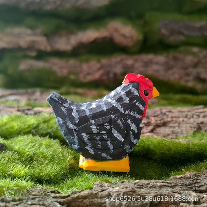Ręcznie Rzeźbiona Drewniana Figurka Dekoracyjna Statuetka Koguta Wystrój Domu Rzeźba z Drewna Rzeźba Zwierzęca prezent urodzinowy dla przyjaciela rodziny