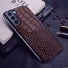LANGSIDI Echte Leder Handyhülle für Samsung Galaxy S24 Ultra S23 Plus S22 Ultra Vintage Krokodil-Textur Harte Rückseite