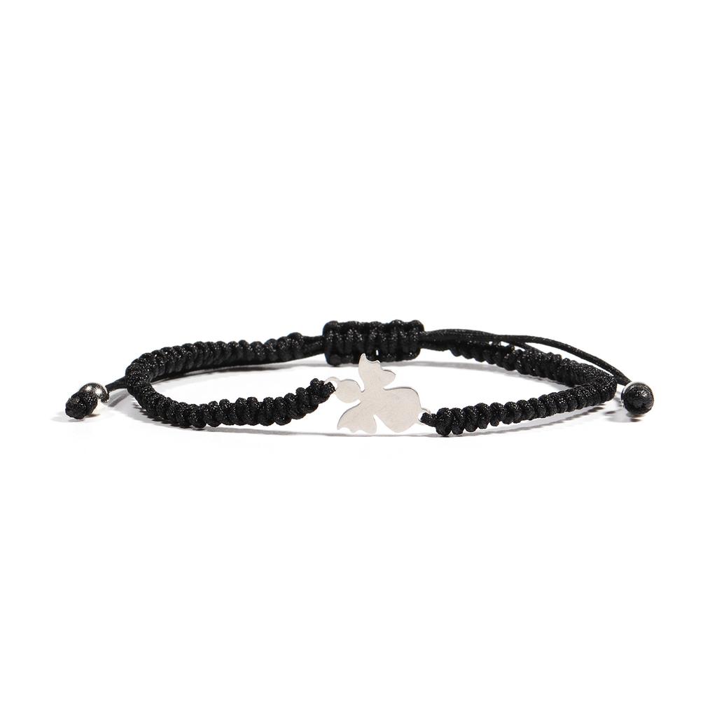 New Stainless Steel Angel Bracelet Handwoven Women's Adjustable Black Red Pink Woven Angel Bracelet