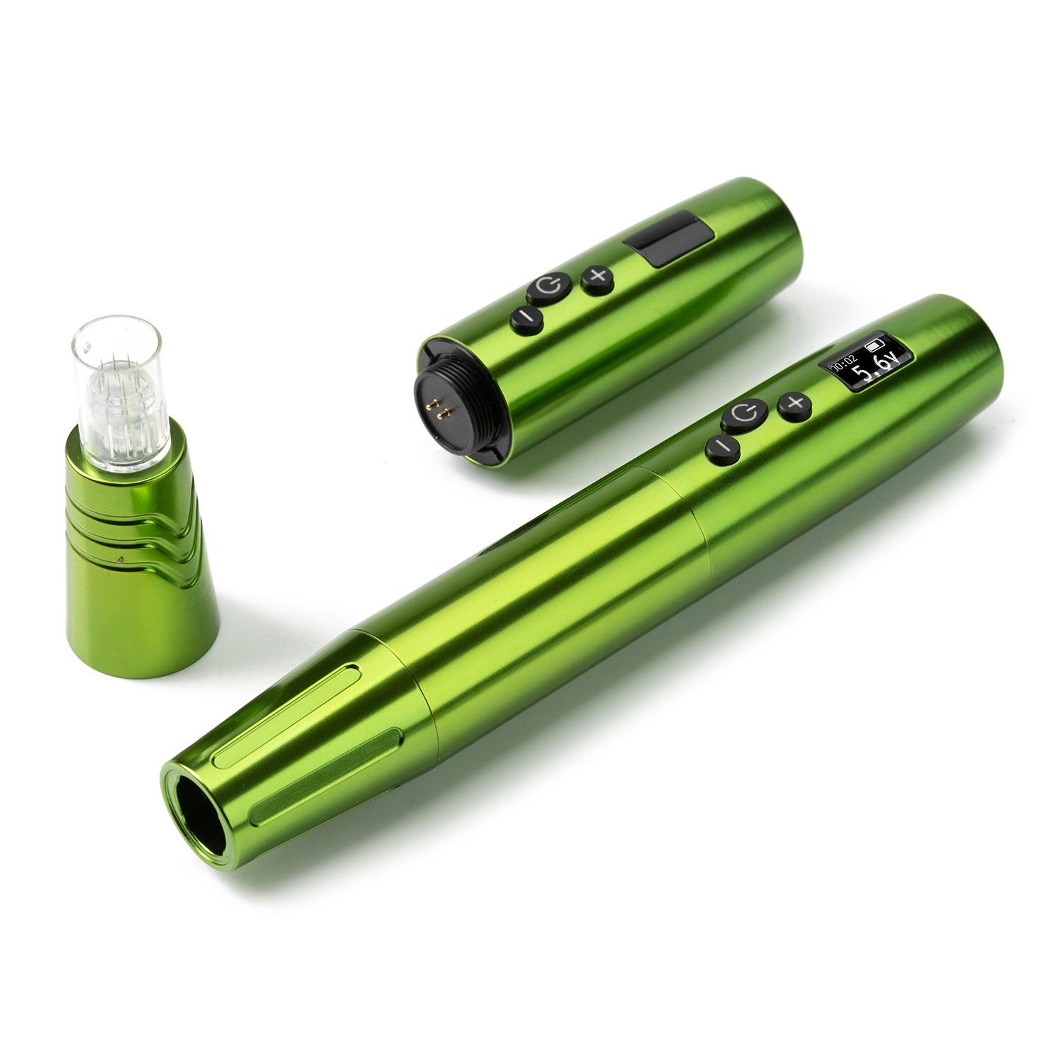 

2 в 1, беспроводная ручка для татуировки PMU, 12000 об/мин, полуперманентная подводка для бровей, губ, инструмент для макияжа, машина для татуировки тела зелёный