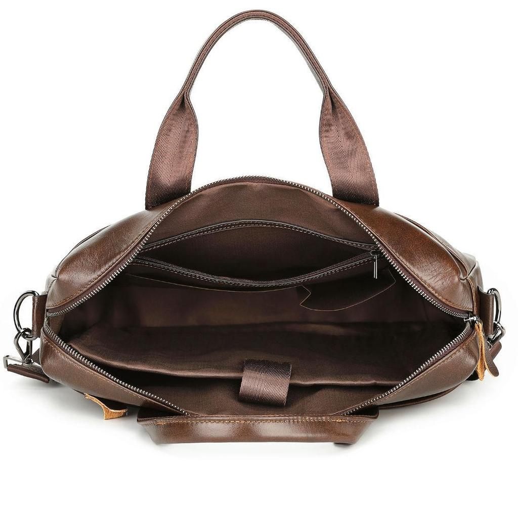 2026 Men Top Grain Leather Handbag, Business Laptop Briefcase, Genuine Leather Men Business Hand Carry Bag