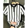 Stylish striped short-sleeve polo shirt, casual and versatile for daily wear.