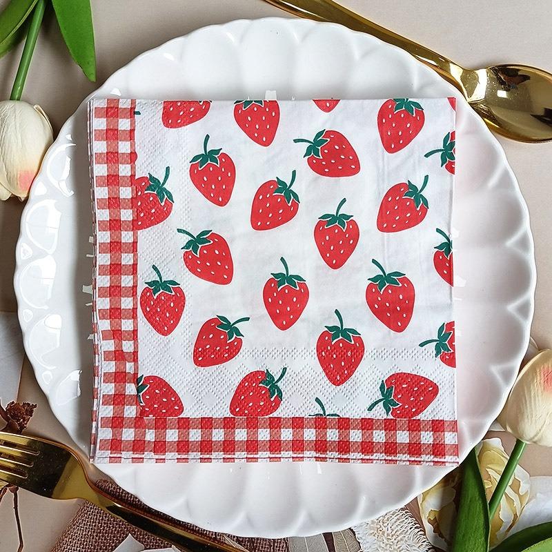 20 Stück/Packung Papier-Serviette mit Fruchtdruck Geburtstag Feiertag Festival Kinder Cocktail Tee Elefant Dekorative Dinner-Servietten