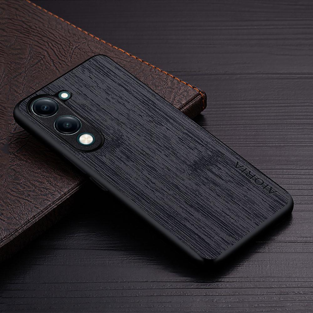 Case for Vivo S1 Pro V60 Lite V30 V30e V27 V27e V29e V17 Y04 4G 5G bamboo wood pattern Leather cover case for Vivo V60 Case