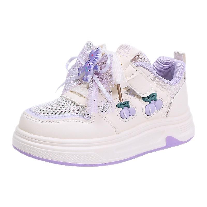 Spring Girls Bow Sneakers Casual White Shoes for Kids Toddler Big Girl Flat Lace Up