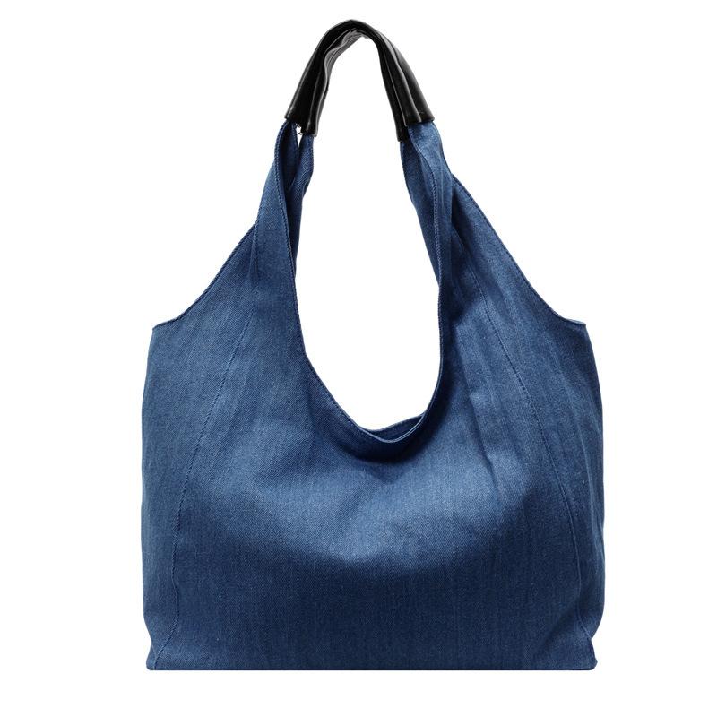 Damentasche aus Denim mit großem Fassungsvermögen, neue Sommer-Allround-Einfache Schulter-Einkaufstasche, College-Tasche