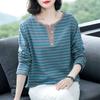 T-Shirt Tops Women Oversized Blouse Stripe Stretch Long Sleeve T-Shirt Round Neck Loose Tops