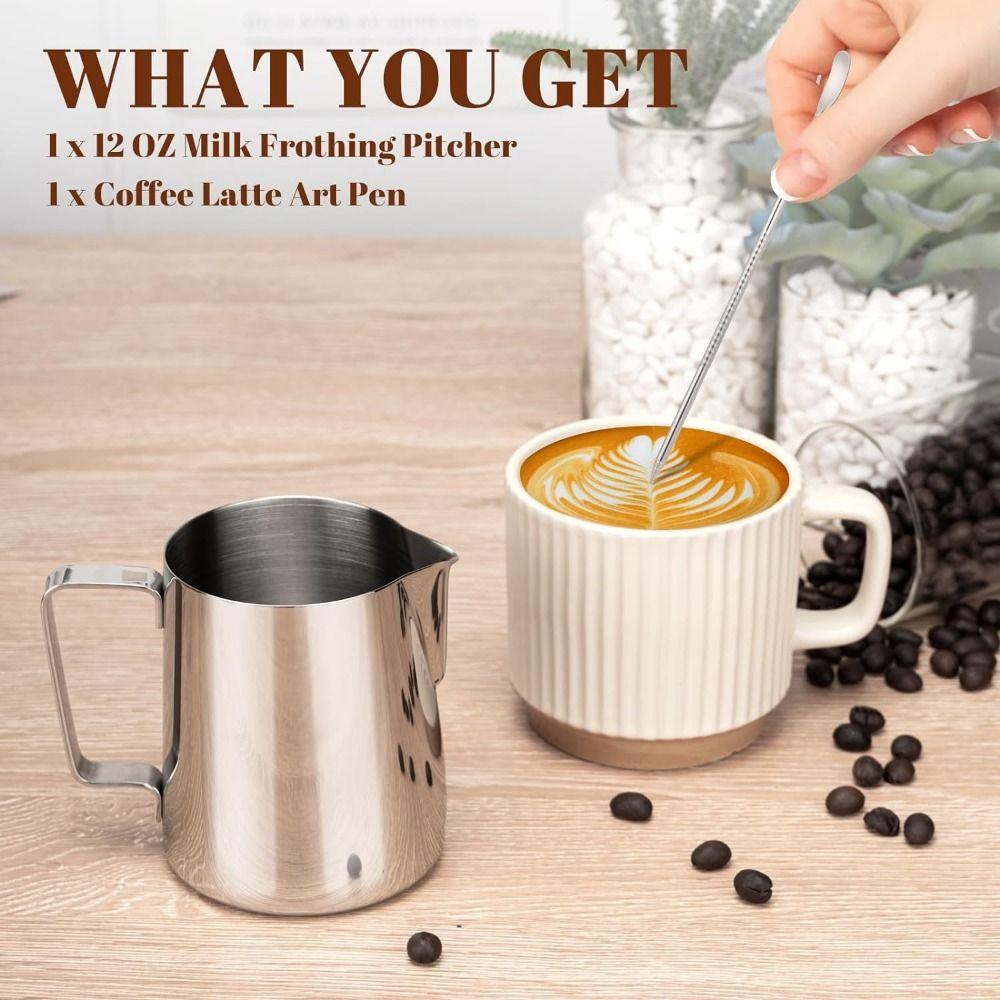 Clear Scale Milk Frothing Pitcher Latte Art Pen Espresso Steaming Pitchers Milk Frother Cup  Home
