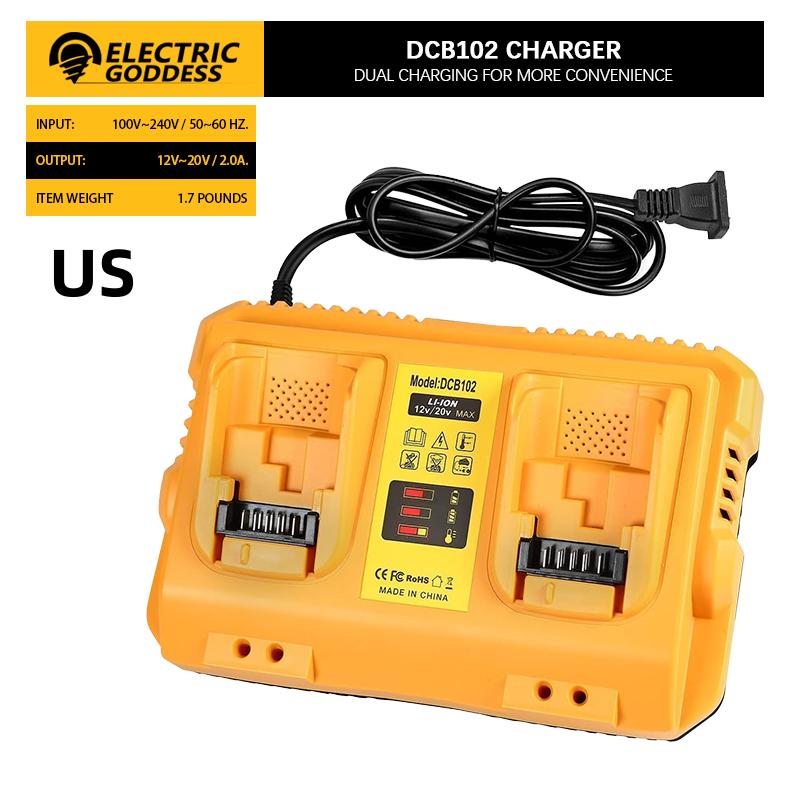 DCB102 Double Charger For 10.8V 12V 14.4V 20V Lithium Ion Battery Pin DCB203 DCB204 DCB205 DCB118 DCB105 DCB107 DCB11