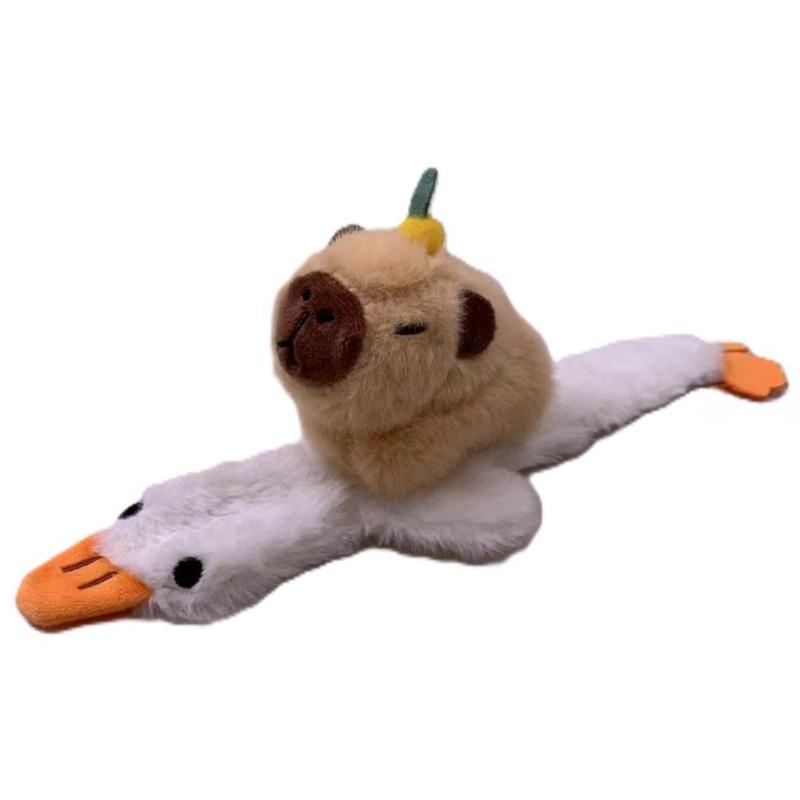 Capybara Slap Snap Wrap Capibara Plushie Wristband Bracelet Kawaii Cute Dog Cat Plush Toy Hand Ring Creative Funny Gift