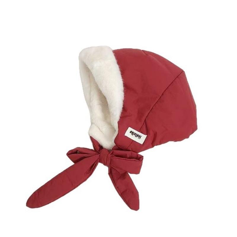 New Down Cotton Hat Women's Winter Velvet Ear Protection Hat Straps Cycling Warm and Cold-proof Skiing Leisure