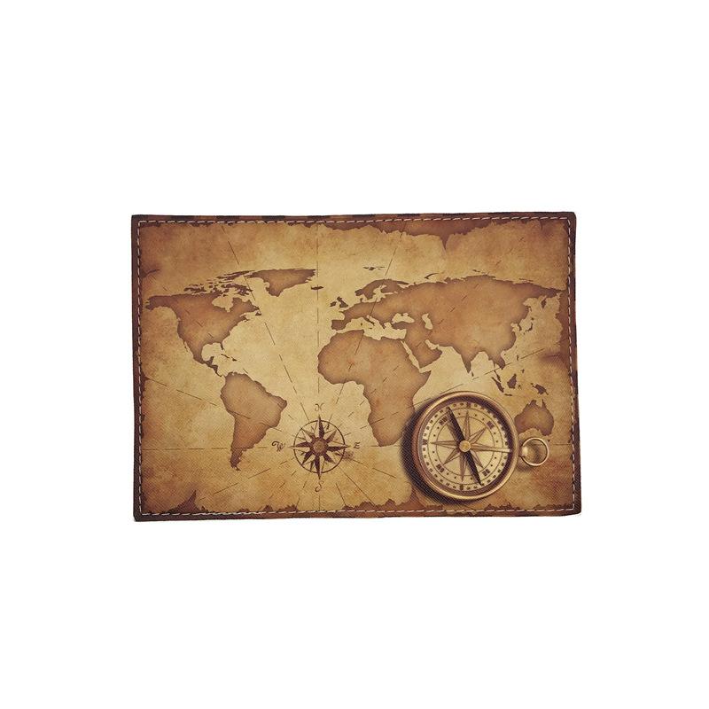 

Creative Retro Nautical Map Pattern Passport Holder Men Travel Passport Cover ID Credit Card Holder Women Thin PU Leather Wallet