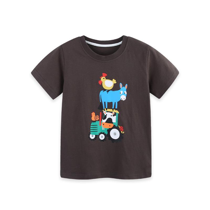 Summer new boys  T-shirt cartoon print children s short-sleeved T-shirt children s bottoming shirt 100