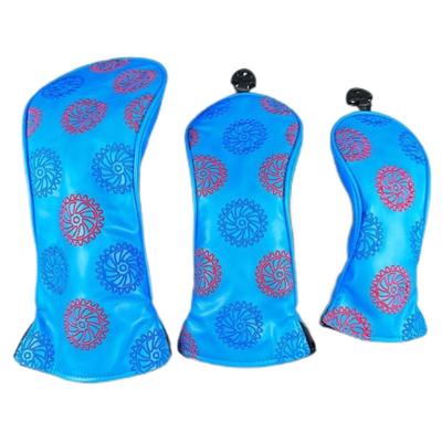 3Pcs Waterproofs Golfs Headcover PU Leather Golfs Club Head Cover Gear Pattern Fairway Wood Head Cover Golfs Accessories