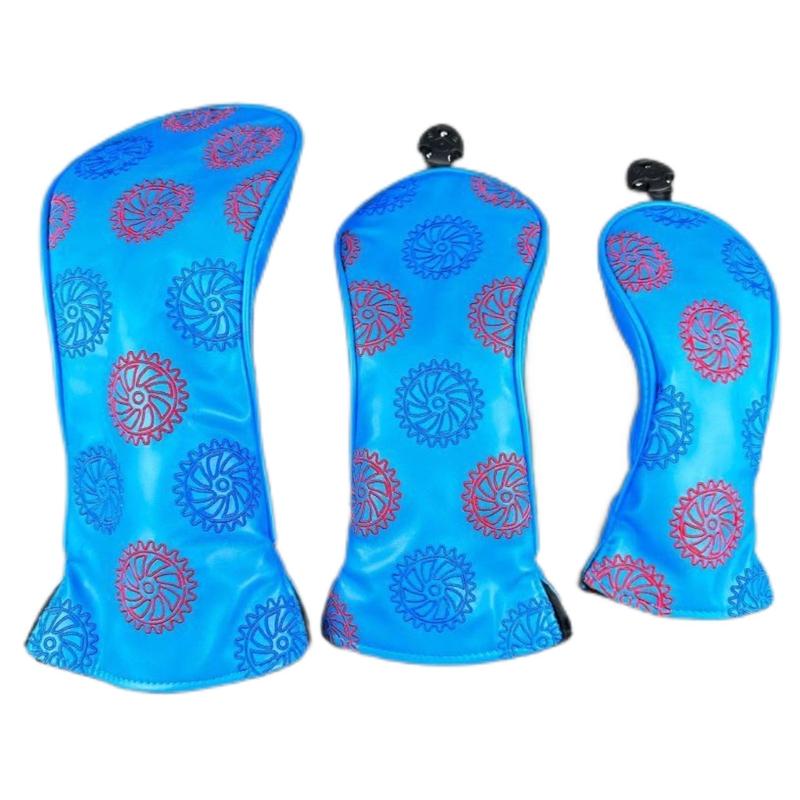 

3Pcs Waterproofs Golfs Headcover PU Leather Golfs Club Head Cover Gear Pattern Fairway Wood Head Cover Golfs Accessories 1