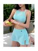 2025 Korean Sweet Backless Knit Dress: Tie-Up Beach Sexy Split Swimsuit for Women