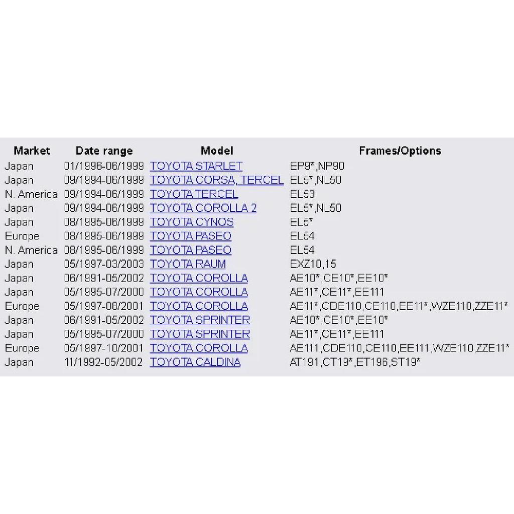 Zawór regulacji biegu jałowego Pasuje do Toyota Corolla Starlet Paseo Raum Sprinter Tercel 4EFE Numer części# 22270-11020 2227011020