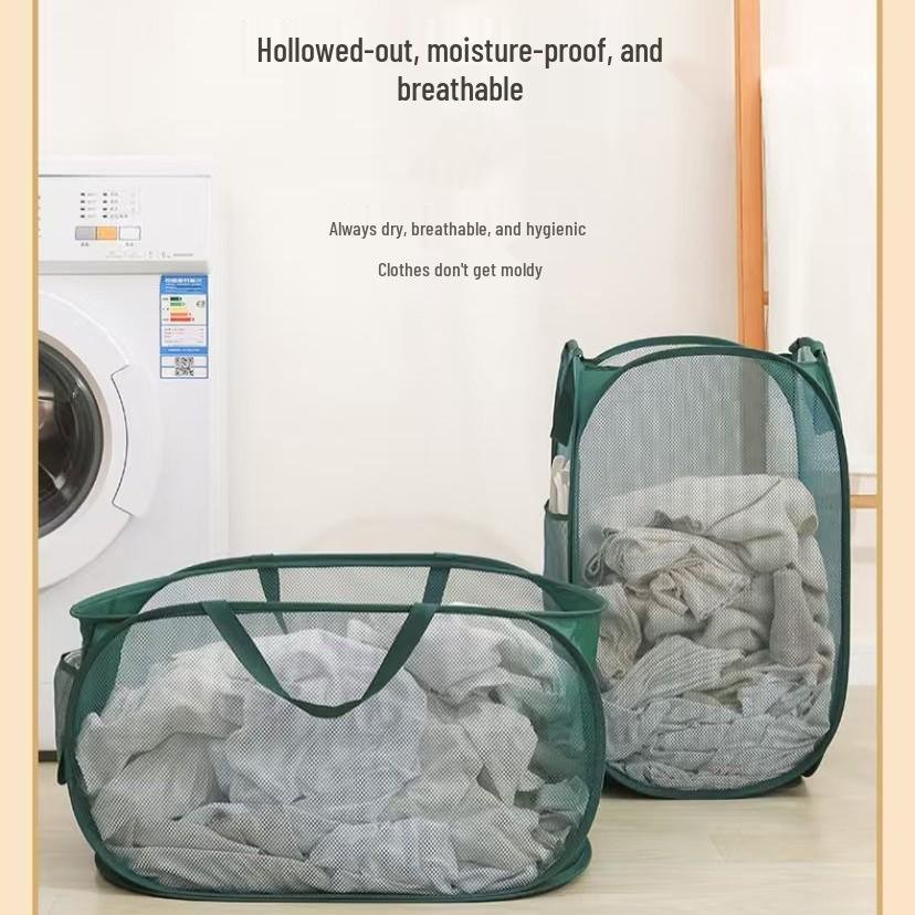 Foldable Mesh Laundry Basket, Large Capacity for Dirty Clothes and Bathroom Storage
