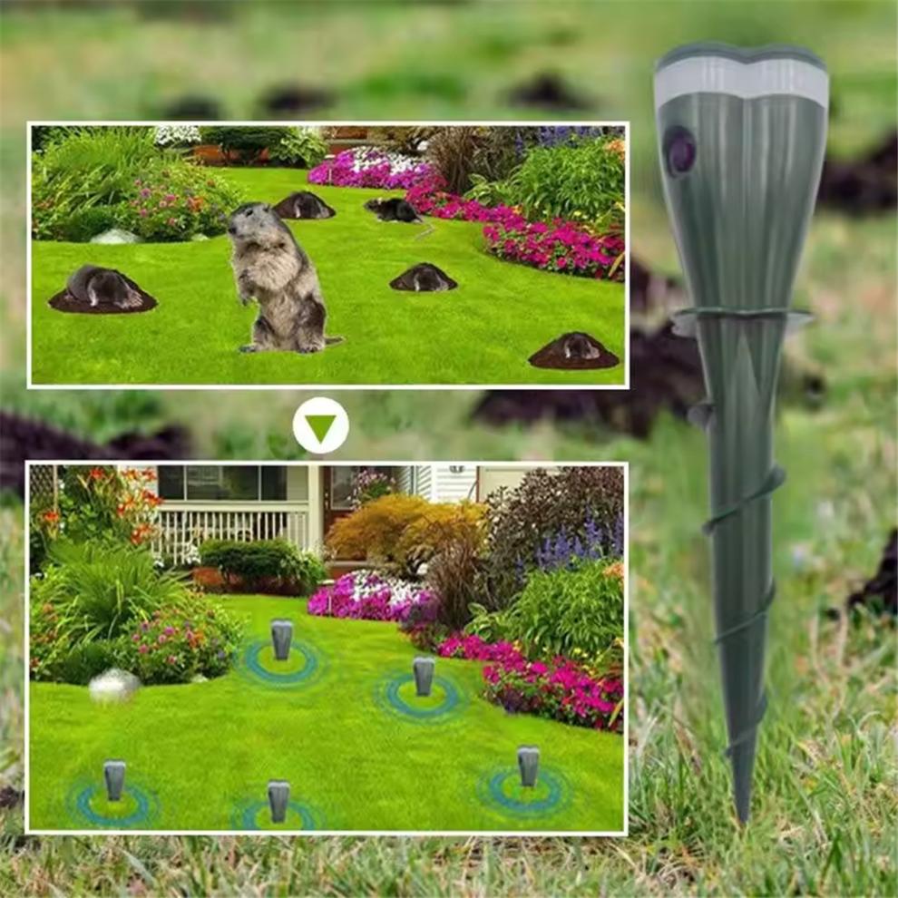 Solar Powered Waterproof Spiral Mole Repellent Ultrasonic Rodent/Snake/Bird Animal for Farm Courtyards