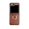 Coque Samsung Z Flip 7/6/5 Texturée Cuir avec Anneau - Housse de Protection Mode Couleur Unie