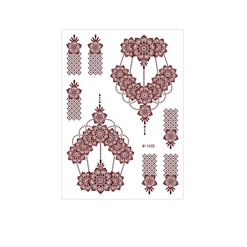 Lace Fake Tattoo Temporary Tattoo Legs Arm Red Henna Tattoo Decals Women/Lady