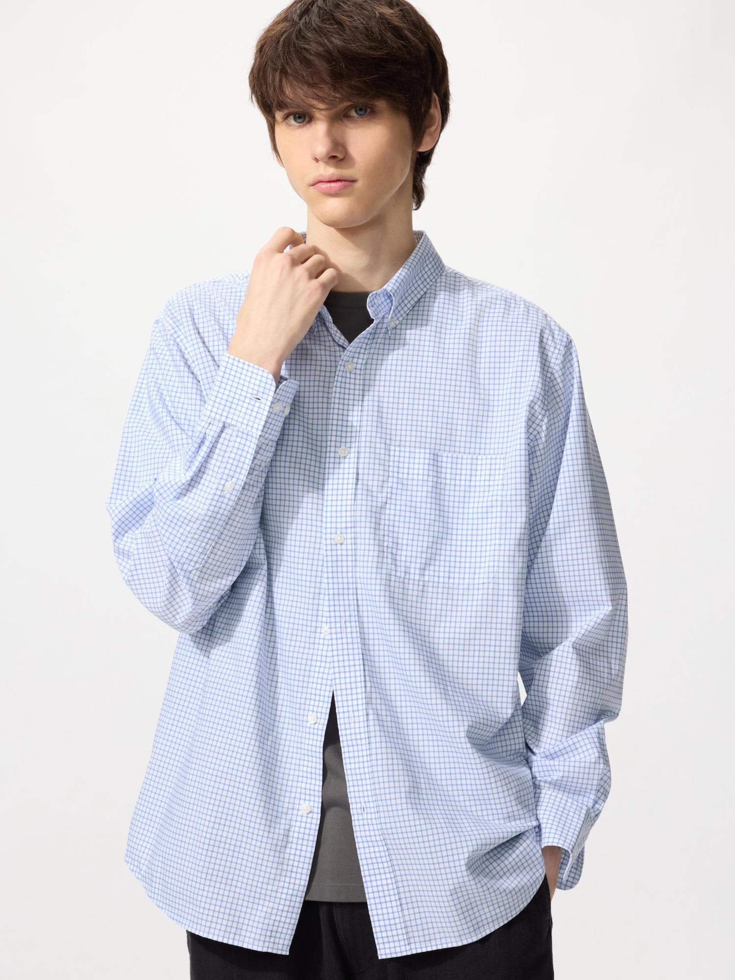 

Рубашка Uniqlo Broadcloth с длинным рукавом и воротником на пуговицах в клетку B 61 BLUE/MEN 4XL