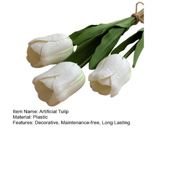 Artificial Tulip Flower Realistic Tulip Bouquet Faux Silk Flower Arrangement for Home Office Wedding Party Mother's Day