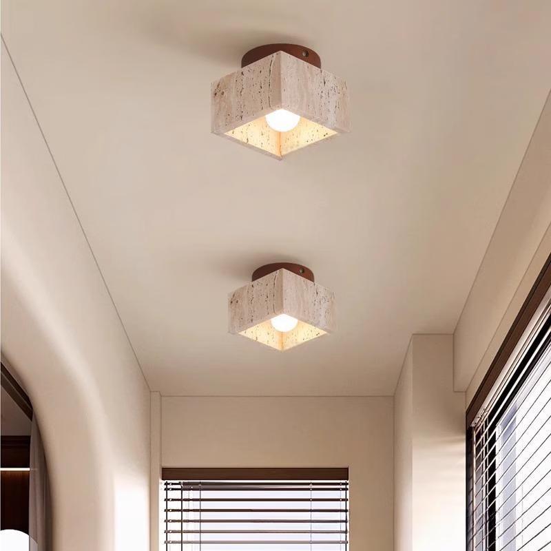 Wabi-Sabi Travertine Ceiling Lamp