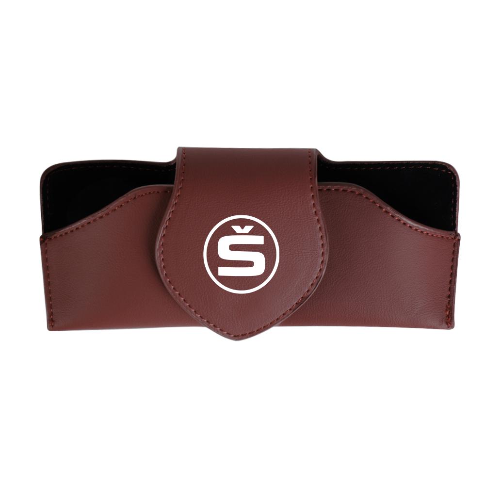 Car Leather Glasses Case Sun Visor Sunglasses Clip Organizer Box For Skoda Octavia VRS VII Rapid Kodiaq Fabia Karoq Superb Scala