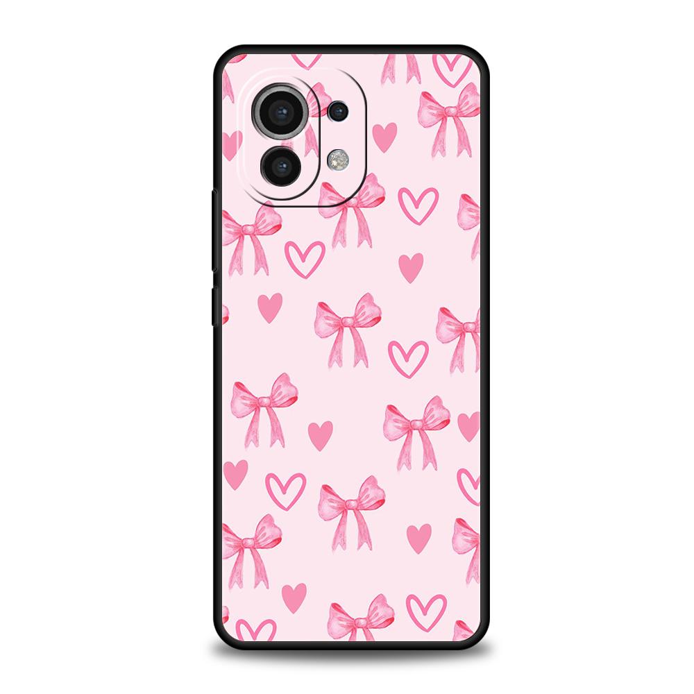 

Чехол для телефона для Xiaomi 15 14 13 12 Lite 14T 13T 12T Pro Poco X7 X6 X5 X4 X3 NFC F7 Ultra F6 Pro Мягкий чехол Милый Розовое Сердце Бантик Poco F6