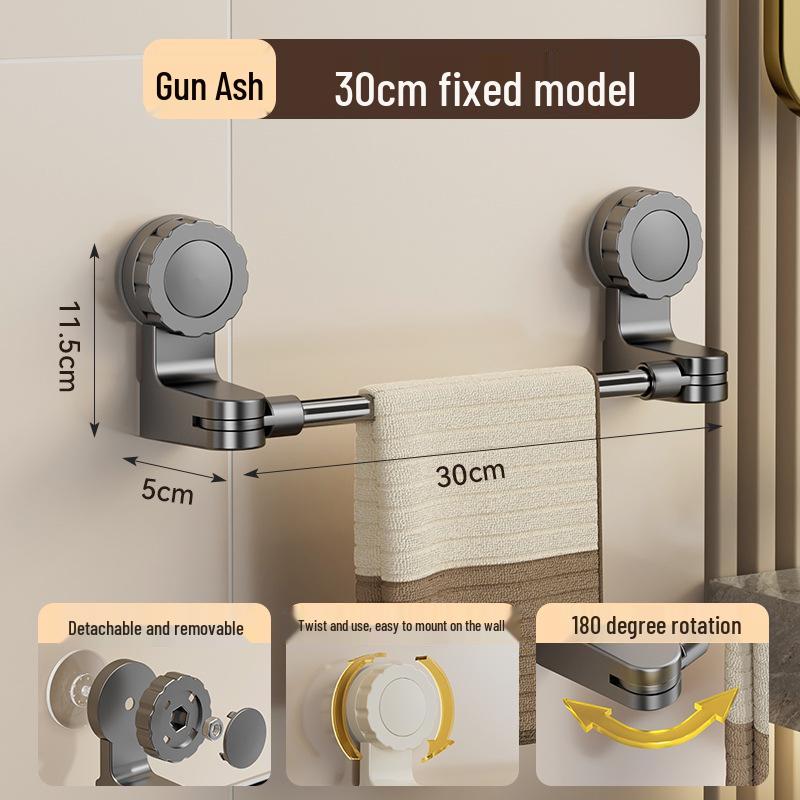 Punch-Free Rotating Towel Rack & Slippers Storage Bar