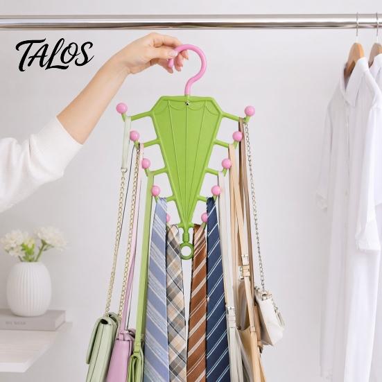 Talos V-Shaped Hanging Rack, with 10 Hooks Double Sided Hanger, 360° Swivel Hook Closet Organizer, for Hats Scarves Belts Bags Ties