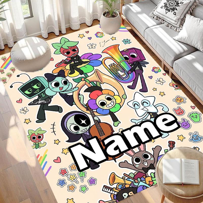 Custom Name Personalized Dandy's World Print Carpet, Versatile Home Decor Rug, for Playroom, Apartment, Balcony, Entryway, Hallway Gift