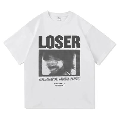 Tame Impala "Loser" Retro pusiau toninis portretas Grafika Unisex Sunkios medvilnės Oversize Streetwear Marškinėliai