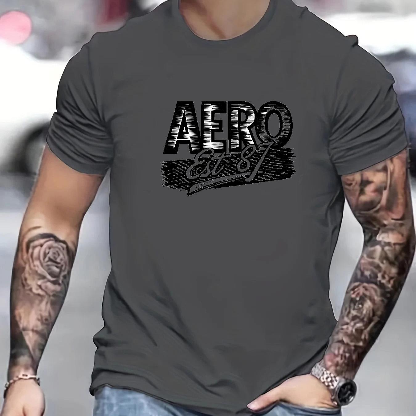

Мужская летняя футболка свободного кроя AERO из 100% чистого хлопка с принтом в виде букв, повседневная и удобная, с круглым вырезом и короткими рукавами XXL