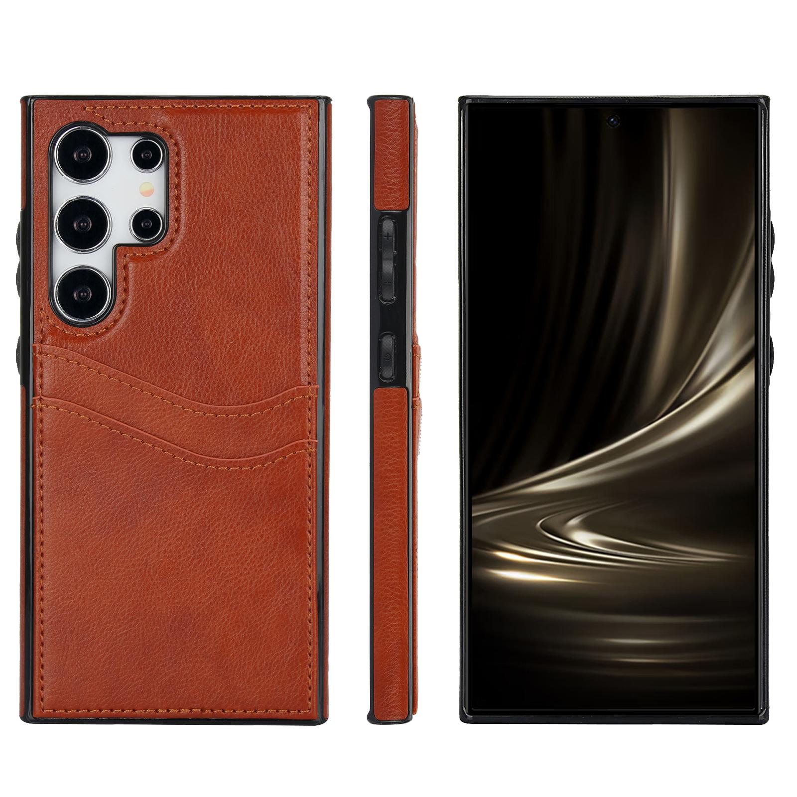 

Luxury High-end Leather Case for Samsung Galaxy S25 Ultra Edge S24 Plus S23 FE S22 Note20 A56 A36 Card Holder Mobile Phone Cover S22Ultra коричневый