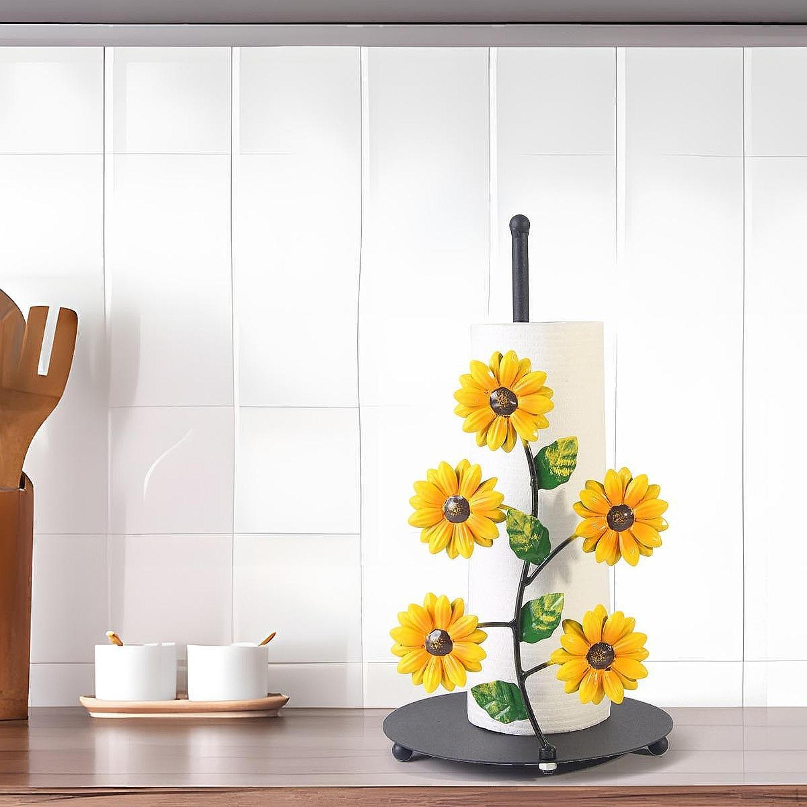 

Держатель для кухонных полотенец Iron Sunflower, органайзер для столешницы 18x33 см, многоцелевое украшение для дома Yellow