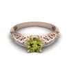 0.85 Ctw Round Peridot 925 Sterling Silver Rose Vermeil Solitaire Filigree Women Promise Ring