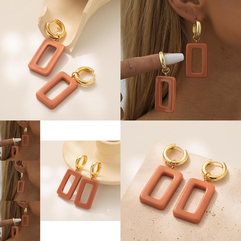 Exquisite Square Resin Earrings For Women 2023 Fashion With Copper