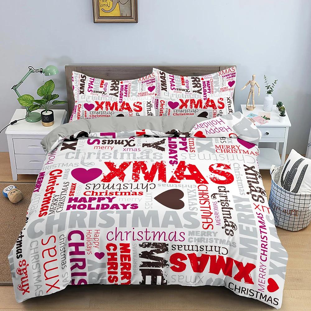 Set Biancheria da Letto Decorazione Natalizia Lusso Morbido Copripiumino Set 3D Stampato Natale Coperta Trapuntata King Queen Twin Size Tessile per la Casa