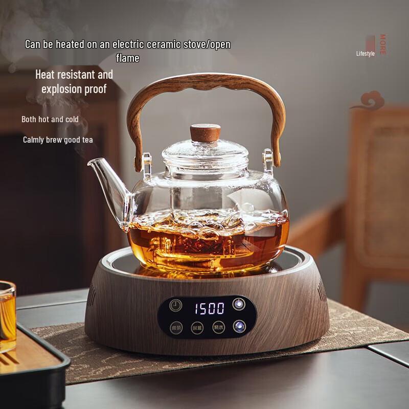 YIHUTEA Transparent Glass Tea Set with Beam Kettle