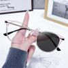 Retro Photochromic Anti-blue Light Glasses Fashionable Personalized Cat-eye Metal Women's Glasses  Gafas Hombre