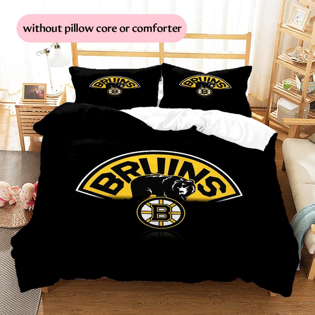 Boston Bruins2 Pattern Bedding Quilt Set Home Decoration Gift (1 * duvet cover + 2 * pillowcase without core)